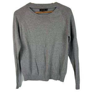 Love Tree Women’s Size Large Long Sleeve Crewneck Peep Sweater Solid Gray Knit